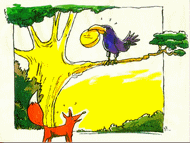 Jim Bouchet : illustration fable - Le corbeau et le renard