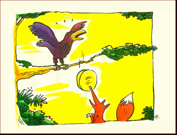 Jim Bouchet : illustration fable _Le corbeau et le renard