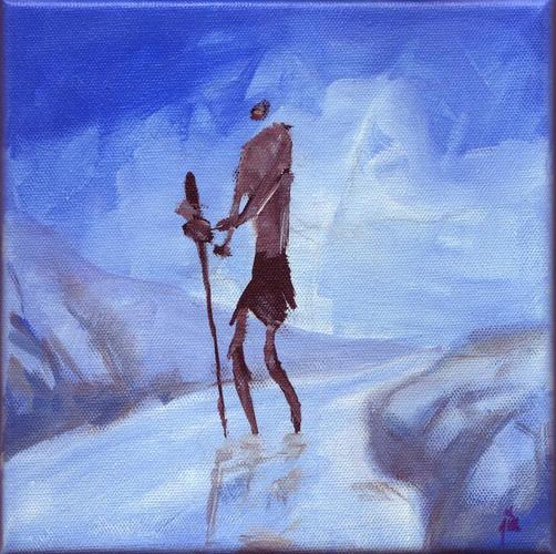 Jim Bouchet :acrylique sur toile - Saint Jean-Baptiste au Jourdain 