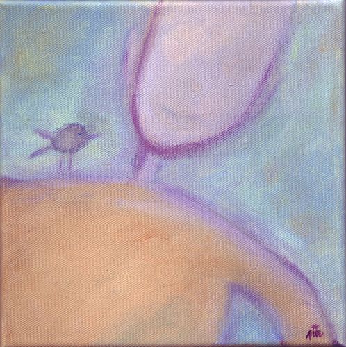 Jim Bouchet :acrylique sur toile - Un oiseau sur l'paule...